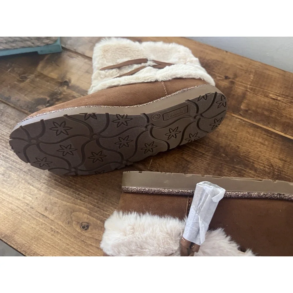 Girls Seychelles Suede and Faux Fur Boots  Ankle Tassels Brown